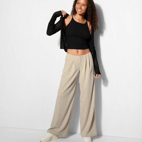wild fable Pants - 🌟 Women's Beige Linen Wide-Leg Pants